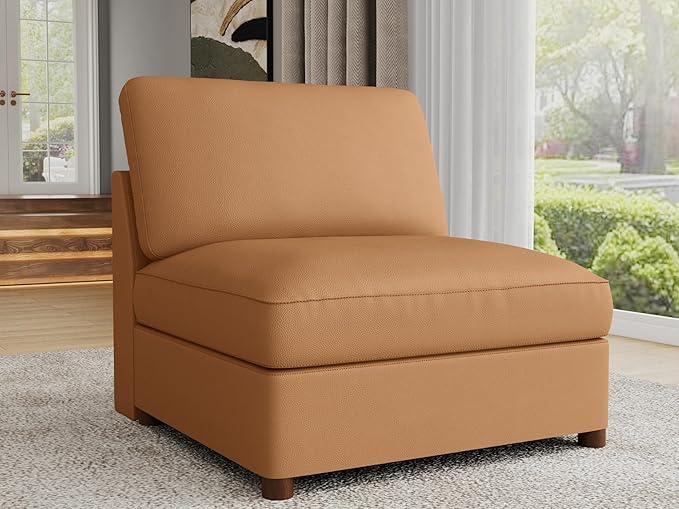 EASE MOOSE Middle Module Faux Leather Sectional Accessory Brown