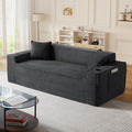 Boneless Corduroy 3-Seater Sofa 80.7-Inch Oversized Comfy Cloud Deep Seat Loveseat Sofa with Cup Holder Modern Couch for Living Room Bedroom No Assembly Grey