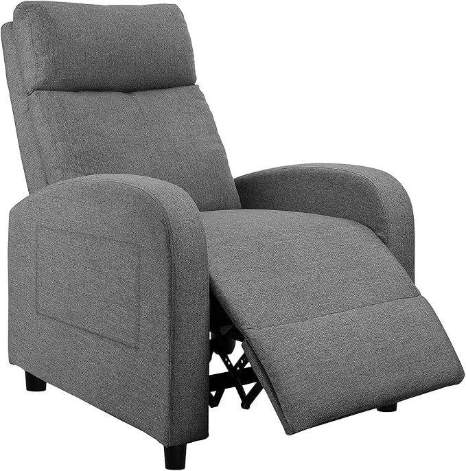 JUMMICO Recliner Chair Adjustable Home Theater Single Recliner Sofa Furniture with Thick Seat Cushion and Backrest Modern Living Room Recliners (Fabric Aurora Grey)