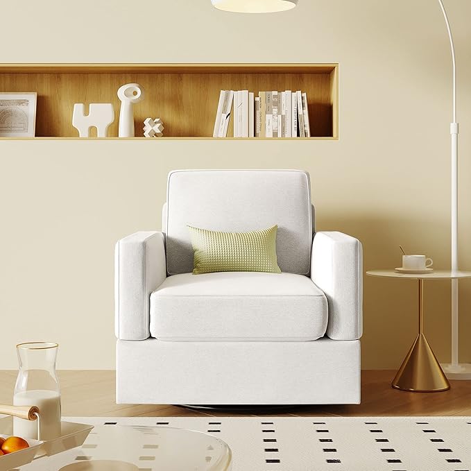 Upholstered Swivel Barrel ChairModern Arm Chair for Living Room and Bedroom