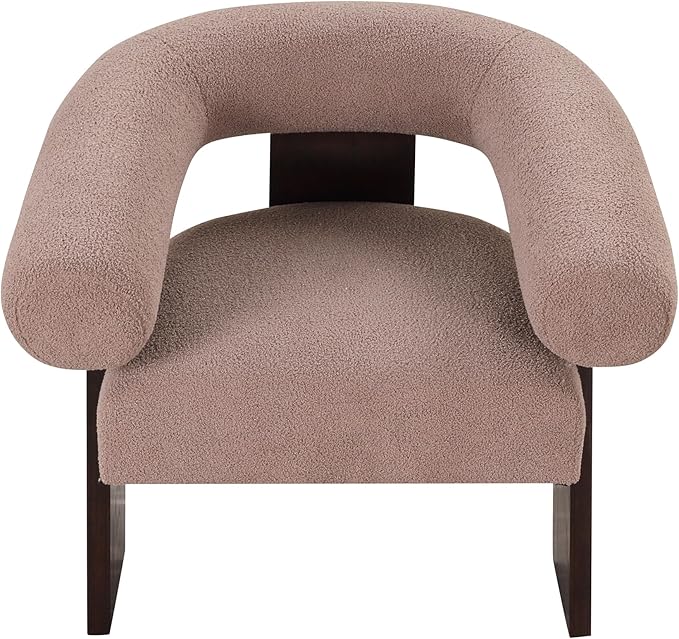 Generic The Curved Wishbone Frame Accent Chair Velvet for Living Room Light Brown