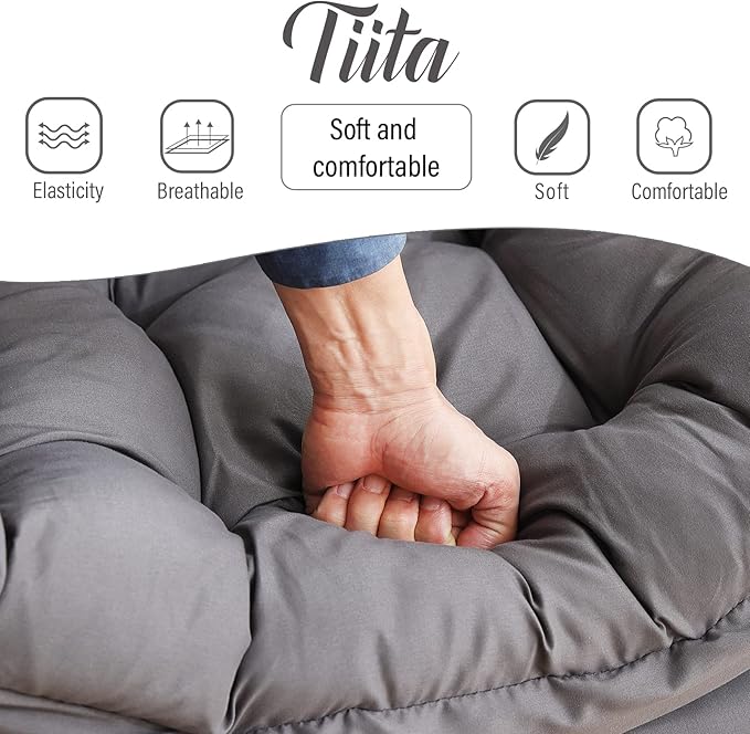 Tiita Lazy Chair with Ottoman Gray Modern Large Accent Chair Comfy Leisure Sofa Armchair with Ottoman Reading Chair with Footrest for Bedroom Living Room Dorm Rooms Garden Dark Grey