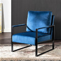 Modern Accent Chair for Living Room Bedroom Mid Century Arm Chair Velvet Office Accent Chair Reading Chair with Metal Frame for Balcony Lounge Blue Velvet