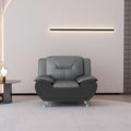 Container Furniture Modern Style Living Room Chair with Top Grade Faux Leather Upholstery and Extra Comfortable Pillow Top Armrests 47.3’’ Wide Grey &amp Black