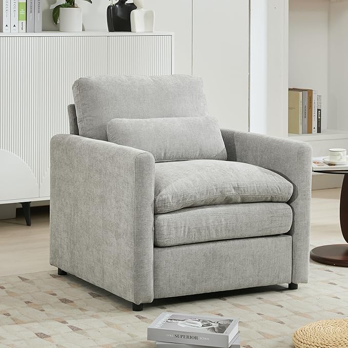 Harper &amp Bright Designs Chenille Fabric Upholstered Sofa Oversized Comfy Cloud Loveseat Sofa Couch Double Plush Cushion for Living Room