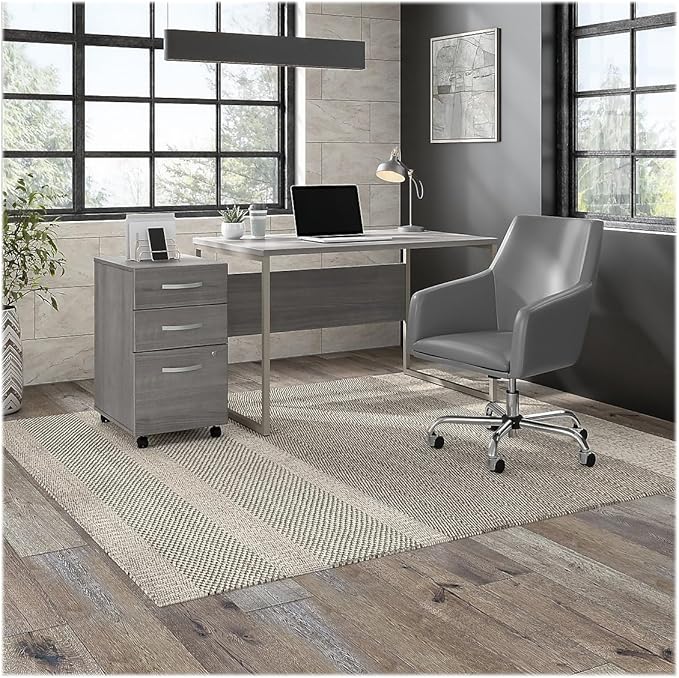 Bush Business Furniture Hybrid 3 Drawer Mobile File Cabinet-Assembled Platinum Gray