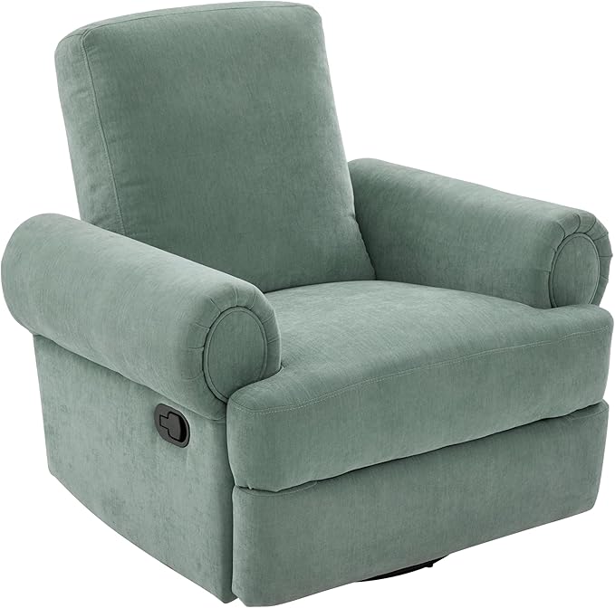 Christopher Knight Home Besty Chenille Upholstered Swivel Recliner Chair Wooden Swivel Accent Chair with Adjustable Backrest Super Comfort Rocker Recliner Sofa for Living Room/Bedroom Mint Green