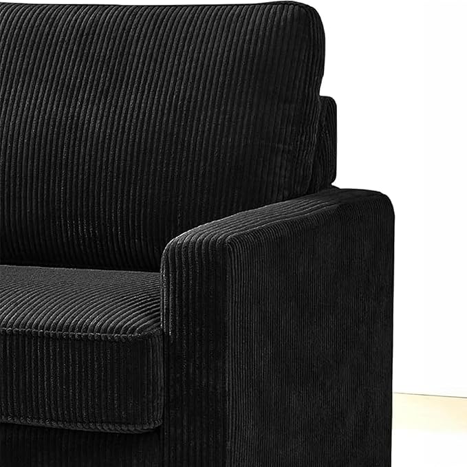 Reversible Sleeper Sofa Bed with Comfortable Memory Foam Mattress Convertible Corduroy Full Size Pull Out Couch for Living Room Space Saving Furniture 70 Wide Rectangular Arms Black
