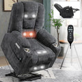 Large Power Lift Recliner Chair with Massage and Heat Overstuffed Wide Living Room Recliner Chairs Comfy Bedroom Recliners for Adults Lazy Boy Reclining Chair for Small SpacesGrey
