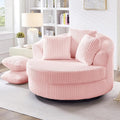 360° Swivel Accent Barrel Chair Corduroy Comfy Round Swivel Chair with Mental Base &amp Pillows Modern Lounge Reading Armchair Upholstered Plush Sofa Chairs for Living Room Bedroom Apartment(Pin