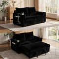 Dreamzie 53 Pull Out Couch 3 in 1 Convertible Sleeper Sofa Bed Corduroy Fabric Double Loveset with Pull Out Bed USB Port Side Pockets and Cup Holders for Living Room and Apartment Black