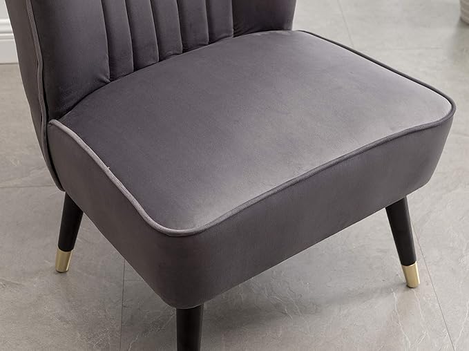Elon Contemporary Velvet Upholstered Accent Chair Gray