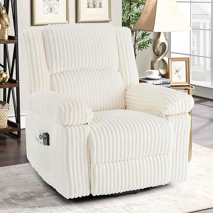 GarveeHome Power Lift Recliner Chair - Heat and Massage Electric Lift Plush Recliner with Soft Padded Seat Back Support &amp Armrests Designed for the Elderly and People with Mobility impaired