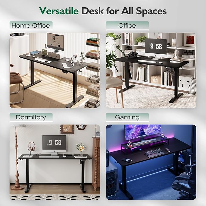Monomi 59 inch Electric Standing Desk with Memory Preset Adjustable Height Standing Desk for Home Office &amp Gaming Large Computer Desk with Anti-Collision Black