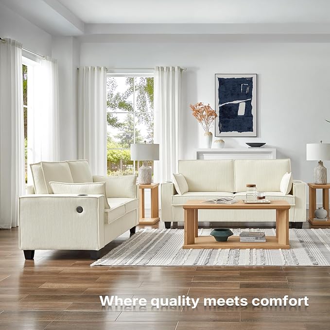 Brelice Pull Out Sofa Bed Queen Size Convertible Loveseat Sleeper Sofa Corduroy Memory Foam Couch Bed for Living Room Guest Room Apartment Home Office