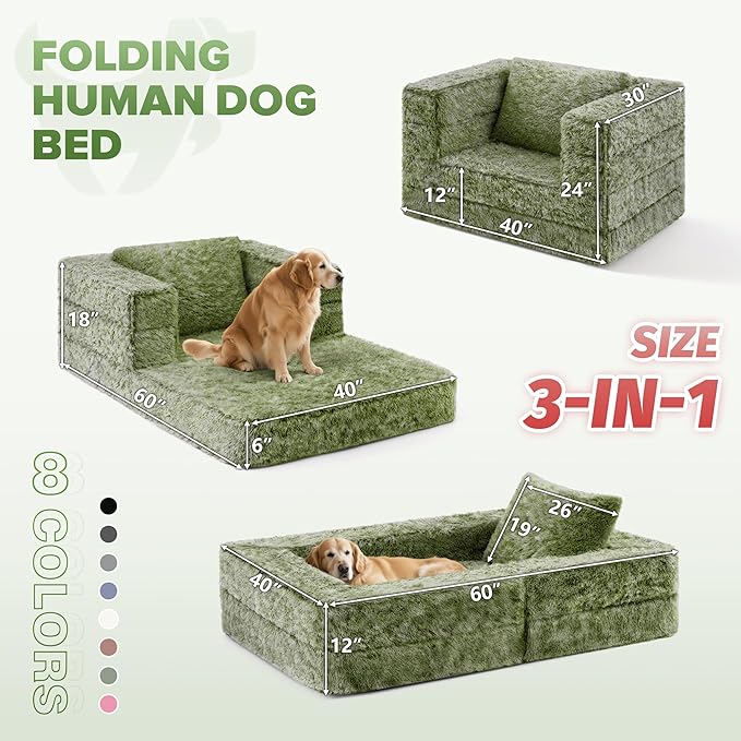 HABUTWAY Convertible Sofa Bed 3-in-1 Futon Sofa Bed with Pillow Foldable Pull Out Floor Sofa Bed with Removable Cover Plush Boneless Couch for Living Room/Bedroom/Dorm