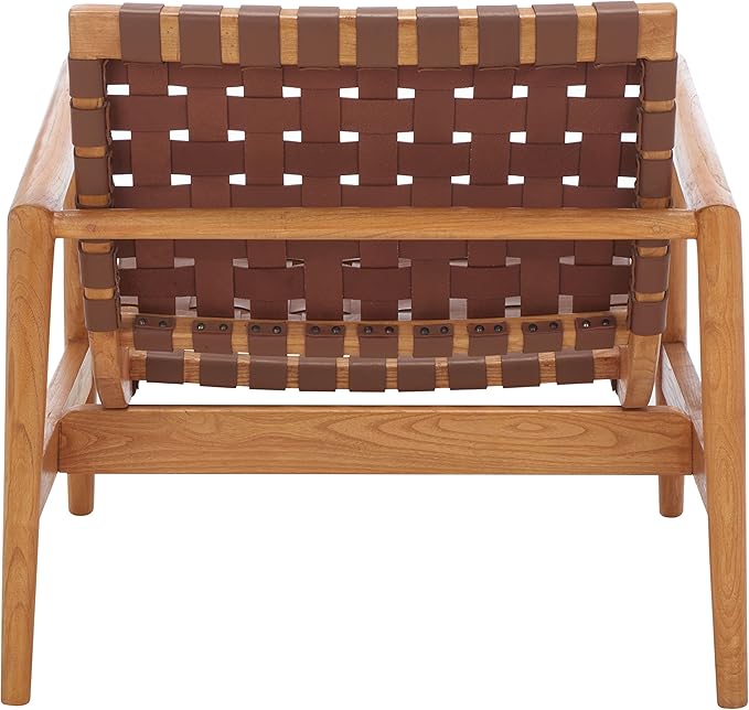 Safavieh Home Collection Bellona Cognac/Natural Leather Woven (Fully Assembled) Accent Chair