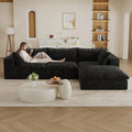 Cloud Compressed Modular Sectional Sofa 118 Oversized L-Shaped Corduroy Couch with 39 Deep Seat &amp Large Ottoman Soft Frameless Sponge Pit Sofa for Movie Room &amp Living Room | Plush Wider A