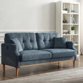 Sofa Couch with Thick CushionCouple Loveseat Sofa with Waterproof Fabric3 Seat Mid-Century Modern Couch with USB Port for Apartment Living Room Office (Blue)