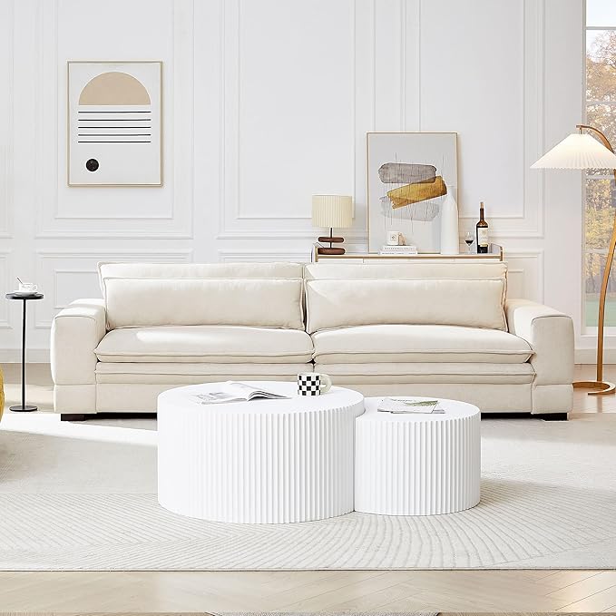 KEIKI 105 Oversized Upholstered Cloud Comfy Sofa with Seat Cushions and Backrest Modern 4-Seater Corner Fluffy Couch with Solid Wooden Legs Easy Assembly for Office Apartment Living Room Beige