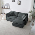 Deep Seat Cloud Loveseat Sofa Sectional Couch with Movable Ottoman 2 Seater Oversized L Shaped Corner Sofa Couches Comfy Chenille Love Seat for Living Room Bedroom Apartment Office