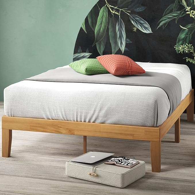 ZINUS Moiz Wood Platform Bed Frame / Wood Slat Support / No Box Spring Needed / Easy Assembly Natural Queen