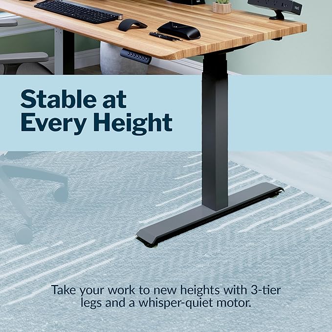 Vari ComfortEdge 48x30 Inch Electric Standing Desk – Height Adjustable Sit Stand VariDesk with Memory Presets Sloped Edge 220 LB Capacity + Tool-Free Assembly (Butcher Block)