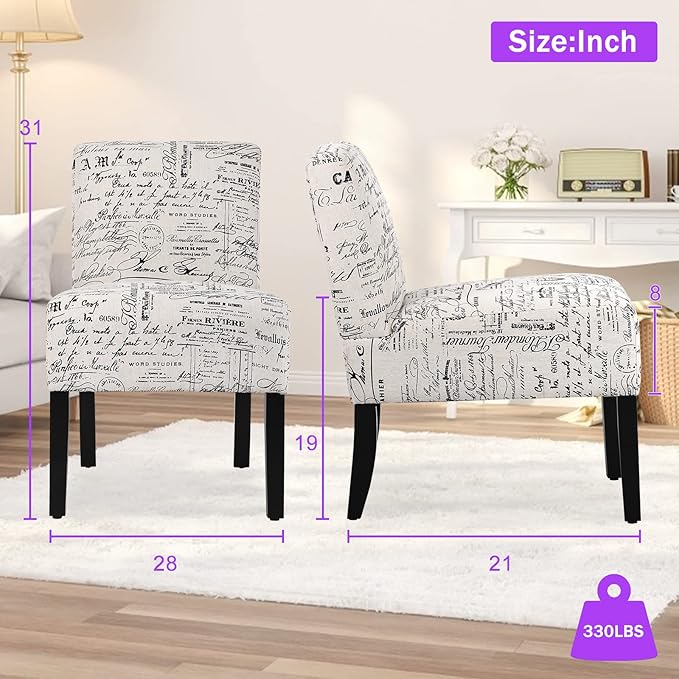 Armless Fabric Accent Chairs for Living Room Chairs Modern Arm Chair with Thick Cushion &amp Solid Wood Legs Reading Chairs for Bedrooms Chair Mid Century Sofa Club Chair Side Chairs for Living Ro