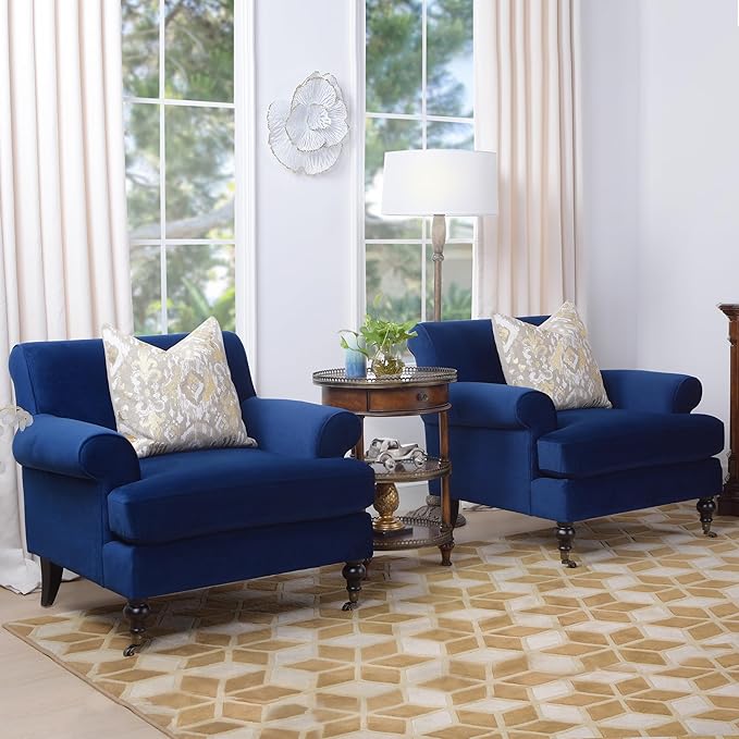 Jennifer Taylor Home Bliss 38 Lawson Living Room Accent Arm Chair with Metal Casters