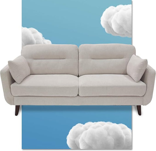 Serta Sierra Living Room Modern Design Microfiber Upholstered Couch Ideal for Smaller Spaces 73 Sofa Ivory