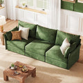 ABCASA 102.6 Sectional Couches for Living Room Oversized 3-Seater Comfy Green Couch with Pet-Friendly Removable Backrest Cover 24.5 Deep Seat Mid-Century Sectional Sofa for Bedroom Apartment
