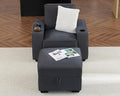 VanAcc Couch Sofa Chair with Storage Ottoman Modern Couch with Cup Holders &amp USB Charging Ports Deep Seat Sofa for Living Room(Charcoal Grey Chenille)