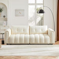 91.5 Modern Bubble Sofa Couch w/Medium Firm Seat Cushion and Deep Seats &amp Chenille Fabric 3 Seater Couch Sofa for Living Room Apartment Lounge Office.(Beige)