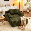 VINGLI 67.7 Oversized Chaise Lounge Chair Indoor Reading Chairs Comfy Bubble Fleece Upholstered Boneless Sofa Bed Sleeper Sofa Cloud Couches for Living Room Bedroom Play Room (Green)