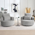 Furnimart 40 Oversized Barrel Accent Chair Set of 2 360° Swivel Round Upholstered Sofa Chenille High-Resilience Sponge No Assembly Wide Seat for Living Room Bedroom Apartment (Gray)