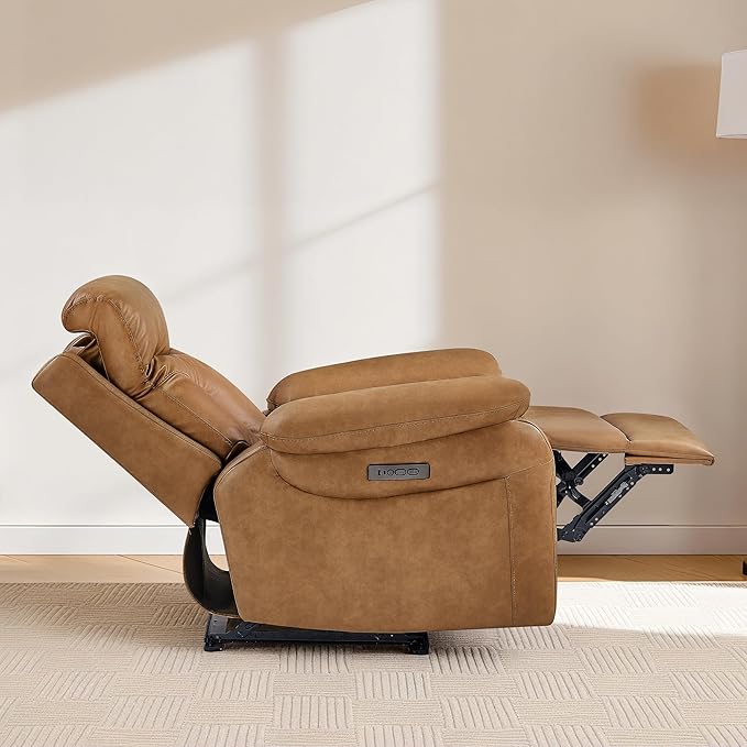 Power Recliner Chair Wall Hugger Recliner with Adjustable Headrest and Footrest Dual Motor Electric Faux Leather Reclining Sofa with USB/Type-C Charging for RV Living Room Bedroom