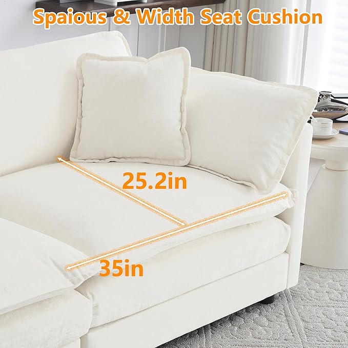 healthomse Modular Sectional Sofa for Living RoomU Shaped Couch 5 Seater Convertible Sectional Couch with 2 OttomanChenille (Beige 146.5Inch-U Shape)