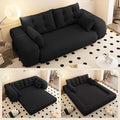 78.7 Convertible Sofa Bed 3-in-1 Folding Floor Couch with 4 Pillows Sleeper Sofa for Living Room and Guest Bed No Assembly Required (Black Teddy Fabric)