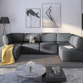 BALUS 120 Sectional Sofa for Living RoomU Shaped Modular Sofa Couch with Ottoman 6-Seat Oversized Sleeper Sofas Deep Seat for Apartment Home OfficeLinen Fabric Gray