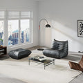 Comfy Lazy Floor Sofa CouchSoft Armless ChairFaux Leather Lounge ChairCorner Relax Sofa Couch for Living Room BedroomSalon OfficeAdults(Black+1P+ Ottoman)
