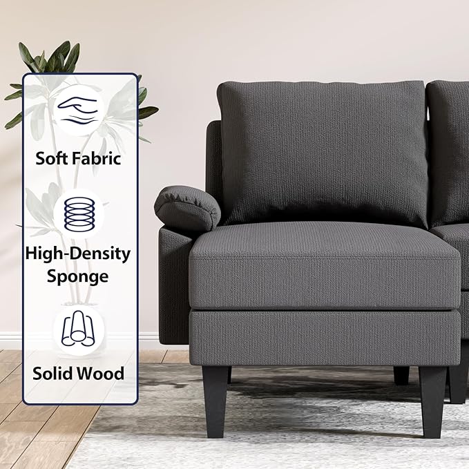 FONTOI U Shaped Sectional Couch Convertible Modular Sectional Sofa with Chaise &amp Ottomans Modern 6 Seat U Shaped Couches for Living Room Apartment Grey