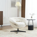 360°Swivel Accent ChairModern Chenille Office ChairRound Office Chairswith Removable CushionBlack Metal Base for Living RoomBedroomReading CornerOfficeBeige