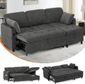 84 Fabric Sleeper Sofa Bed w/Adjustable Backrests L-Shaped Sectional Sofa Bed w/USB Port &amp Thickened Cushions Convertible Pull Out Couch Bed w/Storage Bags for Living Room Grey
