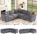 97 L Shaped Sectional Couch Comfy Chenille Sectional Couch Modular Convertible V Shaped Couch 5 Seat Corner Sofa with 2 Pillows &amp Storage Armrests for Living Room Grey