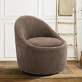 COLAMY Modern Swivel Accent Chair with Hidden Storage 360° Barrel Swivel Chair Small Swivel Armchair for Living Room/Bedroom Brown Textile Material