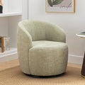 360 Degree Swivel Accent Chair Modern Barrel Vanity Chair with Back Comfy Single Circle Couch for Living Room Bedroom Reading Nook (Chenille Light Green)