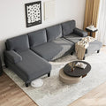 112'' Corduroy U Shaped Couch with Sleeper Lounge Chaise 4 Seat Modern Comfy Sectional Sofa Couches for Living Room Spacious Space Apartment Office (112'' Corduroy Gray)