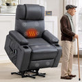 Brage Living Power Lift Recliner Chair for Elderly with Massage &amp Heat PU Leather Electric Recliner with 160° Adjustable Recline Stand Assist Remote Control Cup Holders &amp Side Pockets (Gra