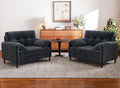 46 Oversized Accent Chairs Set of 2 with Padded Arms Comfy Chenille Fabric Living Room Bedroom Chairs Set of 2 Mid Century Modern Reading Chair with Pocket Spring Cushion (Dark Grey)