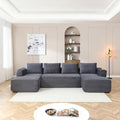 132” Oversized Modular Sectional Sofa Modern Comfy Corduroy U Shaped Couch with Cup Holders Boneless Compressed Memory Foam Cloud Couch for Living Room Office No Assembly Requiredm Grey